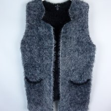 Marble włochata ciepła kamizelka bezrękawnik z kieszonkami / L