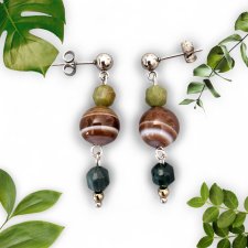 KOLCZYKI - SZTYFTY NATURE z agatami