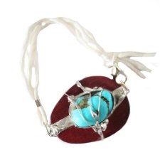 TURKUS JEDWAB DREWNO - autorska etniczna bransoletka