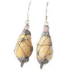 PASTELOWY KORAL - oplecione boho kolczyki - SREBRO