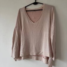 Sweter ZARA n – pudrowy róż, lekki, bawełna + wiskoza