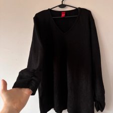 Czarny sweter z połyskiem • dekolt V • miękki, lekki ONLY Rozmiar 6XL / 52 / 24