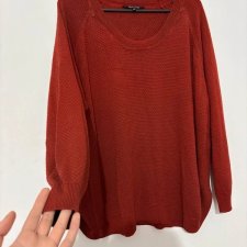 Sweter czerwony MBmode XL, miękki ciepły oversize, wełniany splot XL / 42 / 14·Bardzo dobry·M&S Mode