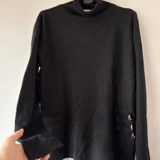 Authentic Clothing Company Golf Sweter Czarny Wełna Ringi Sznurówki M/L M / 38 / 10·Bardzo dobr