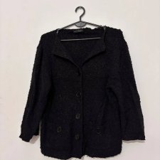 Czarny kobiecy kardigan JOY+FUN zapinany na guziki, elegancka faktura M / 38 / 10·Bardzo dobry·Joye + Fun