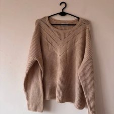 Beżowy sweter z ażurowym wzorem – klasyka w minimalistycznym stylu XXL / 44 / 16·Bardzo dobry·ONLY