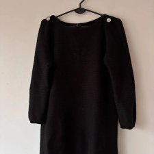 Czarna sukienka-sweterek H&M z guzikami na ramionach L / 40 / 12·Bardzo dobry·H&M