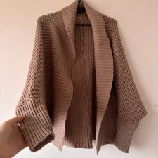 Kardigan Noisy May – beżowy, gruby splot, otwarty krój Uniwersalny·Bardzo dobry·Noisy May