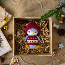 Mały pingwinek w pudełku, Zabawka na prezent, Prezent na Mikołaja