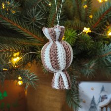 Cukierek (kawowy) ozdoba na choinkę, Zawieszka choinkowa, Ozdoba świąteczna