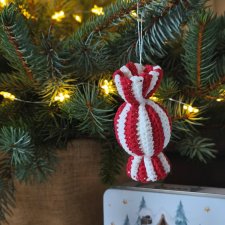 Cukierek (czerwony) ozdoba na choinkę, Zawieszka choinkowa, Ozdoba świąteczna