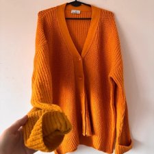 Oversize kardigan w ciepłym pomarańczowym kolorze, miękki splot, długie rękawy, guziki 9XL / 58 / 30·Bardzo dobry·Basic