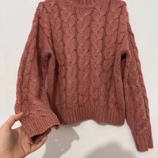 Różowy sweter z grubym splotem, ciepły pleciony model oversize M / 38 / 10·Bardzo dobry·Primark