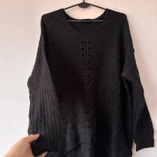 Czarny sweter z ażurowym wzorem, styl casual Bardzo dobry·Kapaluar 4XL / 48 / 20