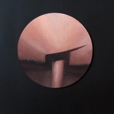 Okrągły abstrakcyjny obraz pastelowy w odcieniach miedzi i brązu – 40 cm