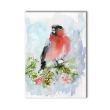 Gil. Zima. Akwarela ręcznie malowana