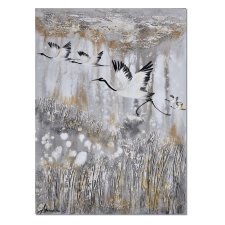 Żurawie 23 ptaki obraz do salonu malowany na płótnie