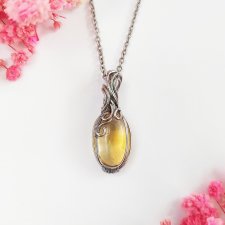 Naszyjnik Cytryn stal chirurgiczna wisiorek handmade wirewrapping