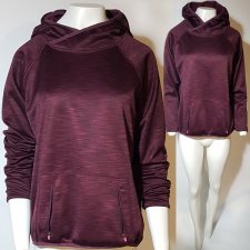 Bluza sportowa z kapturem i kieszenią na zamek w kolorze burgund R 42-46 Hu69
