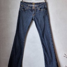 Granatowe jeansy włoskie dzwony flare KILLAH y2k S