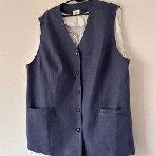 Elegancka granatowa kamizelka o prostym, wydłużonym kroju 5XL / 50 / 22·Bardzo dobry·OFFICE