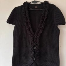 Czarna kamizelka welniana z falbanką i guzikami, styl casual M / 38 / 10·Bardzo dobry·Select