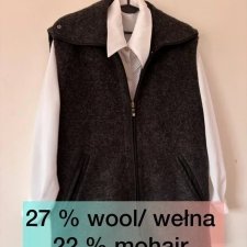 Szary bezrékawnik ociplany welniany zamek z golfem moherem i wełną vintage XL / 42 / 14·Bardzo dobry·Basic