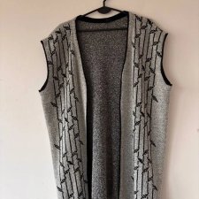 Szaro-czarna kamizelka z warkoczami i lamówką, styl casual 4XL / 48 / 20·Bardzo dobry·Gina Benotti