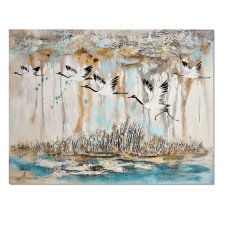 Żurawie 24 ptaki obraz do salonu malowany na płótnie