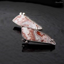 Kolczyki srebrne z agatem crazy lace wkrętki