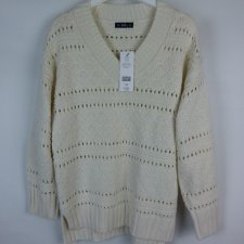 F&F śmietanowy sweter z metką / M