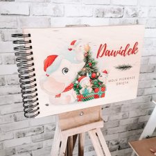 SWIĄTECZNY ALBUM dziecka chłopca pamiątka chrztu, roczku, metryczka