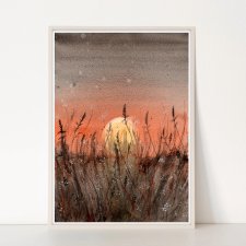 Trawy. Oryginalna akwarela A4