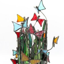 Świecznik witrażowy z motylami