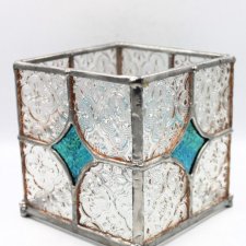 Artystyczny świecznik witrażowy Zimowy Blask