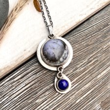 opal i dendrytowy las - srebrny wisior