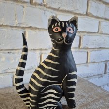 Drewniana figurka kota vintage