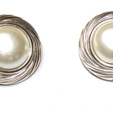 Duże perłowe klipsy PRL 3,5cm vintage