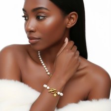 Biała Bransoletka Perły Słodkowodne Zapięcie Toggle DOLCE VITA PEARLS