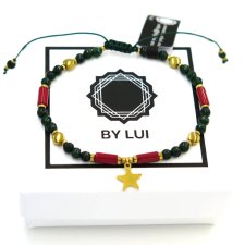 Zielono-czerwona Bransoletka & Gwiazdka NY CHRISTMAS VIBE