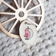 "Różowy Ptaszek" - Wisiorek, Naszyjnik, Zawieszka