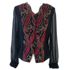 Bluzka vintage z welurowym zdobieniem