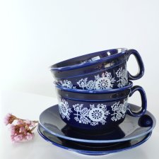 Filiżanki kobaltowe Porcelit Pruszków