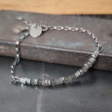 Labradoryt. Delikatna srebrna bransoletka