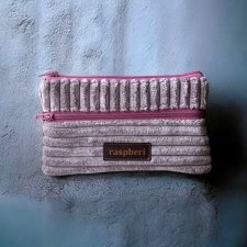 Pudroworóżowy portfelik ze sztruksu + panterka