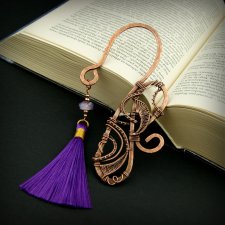 Ozdobna zakładka do książki z ametystem wire wrapping