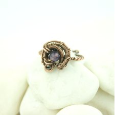 Ametyst regulowany pierścionek z miedzi