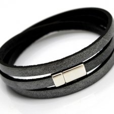 bransoletka skórzana MAGNETOOS triple VINTAGE SILVER