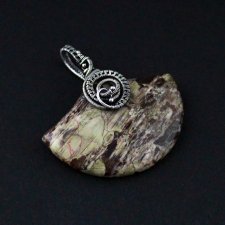 Laluna - srebrny duży wisior wire-wrapping z jaspisem