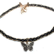 KORALIKOWY  naszyjnik choker obroża motylek
